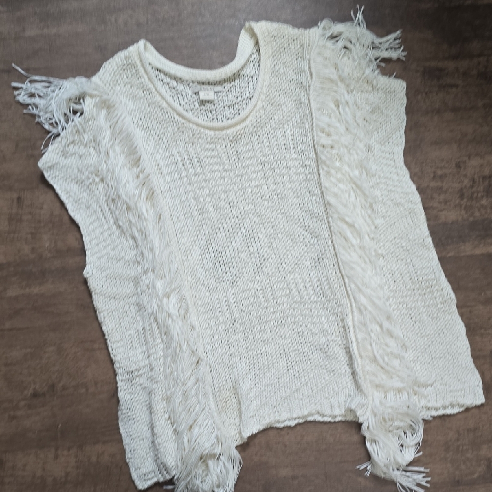 ARIAT Cream Knit Sweater fringe Poncho Sz S‎